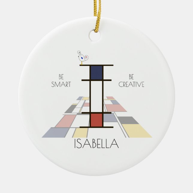 Modern Art Stil Monogram.. BREV I Julgransprydnad Keramik (Framsidan)