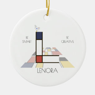 Modern Art Stil Monogram.. BREV L Julgransprydnad Keramik