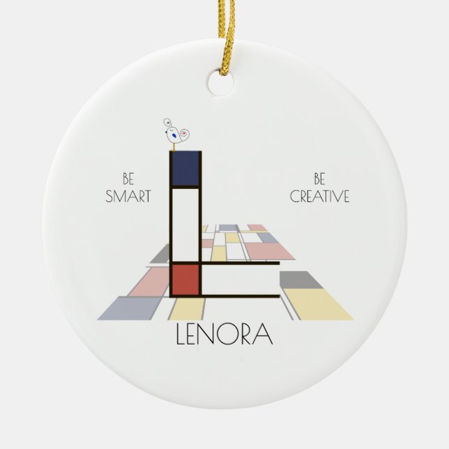 Modern Art Stil Monogram.. BREV L Julgransprydnad Keramik (Framsidan)