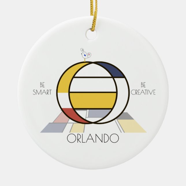 Modern Art Stil Monogram.. BREV O Julgransprydnad Keramik (Framsidan)