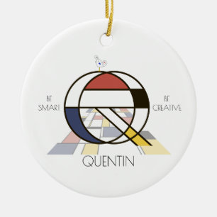 Modern Art Stil Monogram.. BREV Q Julgransprydnad Keramik