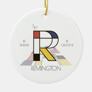 Modern Art Stil Monogram.. BREV R Julgransprydnad Keramik