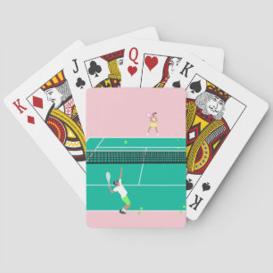 Modern Art Tennis Match Player Rosa Grönt Casinokort