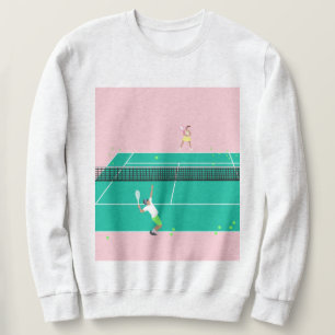 Modern Art Tennis Match Player Rosa Grönt Lång Ärmad Tröja