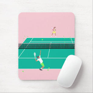 Modern Art Tennis Match Player Rosa Grönt Musmatta