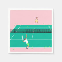 Modern Art Tennis Match Player Rosa Grönt