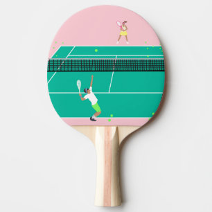 Modern Art Tennis Match Player Rosa Grönt Pingisracket