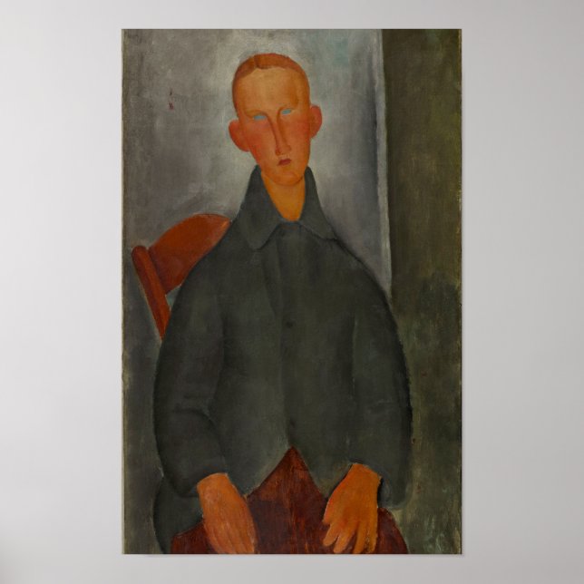 Modern Art-utskrift för Modigliani Young Man Poster (Framsidan)