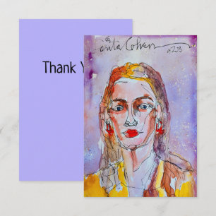 Modern Art Watercolor Woman, tack. Tack Kort