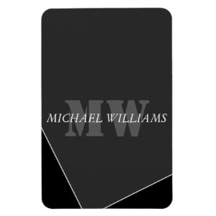 Modern artificiell Grått Black Monogram Magnet