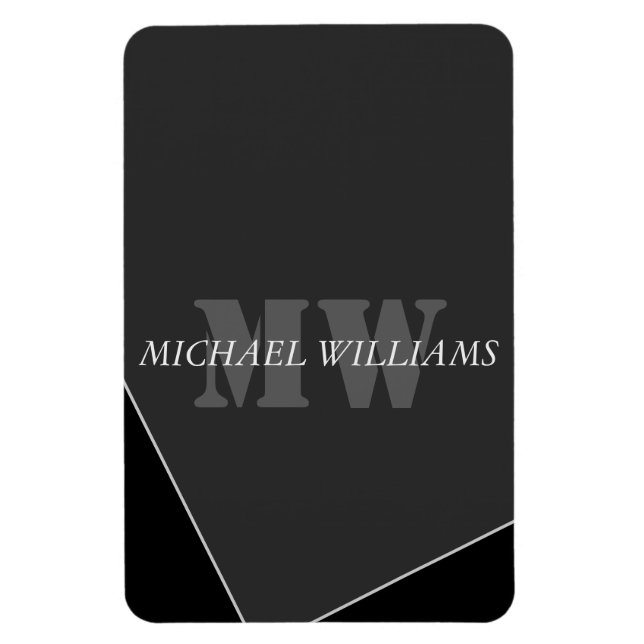 Modern artificiell Grått Black Monogram Magnet (Vertikal)