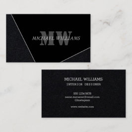 Modern artificiell Grått Black Monogram Visitkort