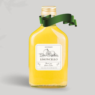Modern Artisan Lemon Bröllop Limoncello Flaska Fyrkantigt Klistermärke
