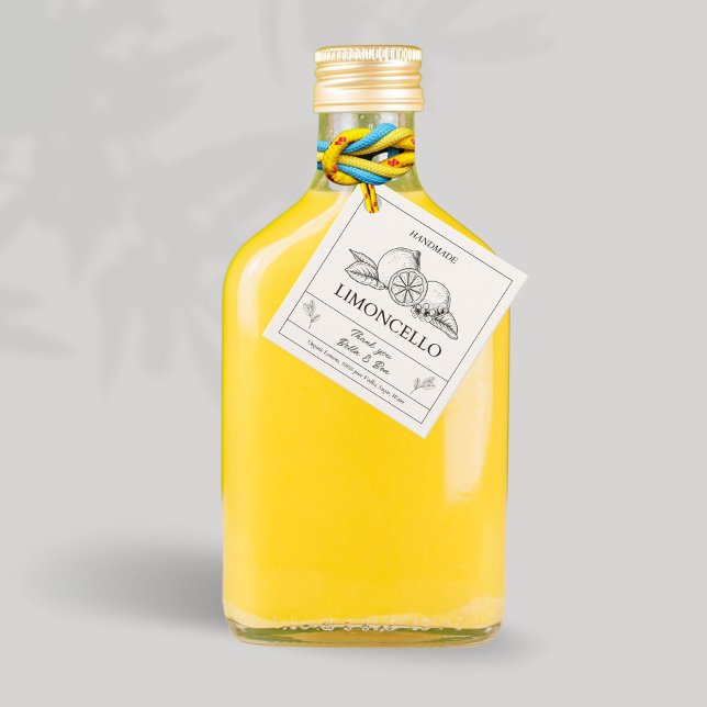 Modern Artisan Lemon Bröllop Limoncello Flaska Gåvor Etiketter (Skapare uppladdad)