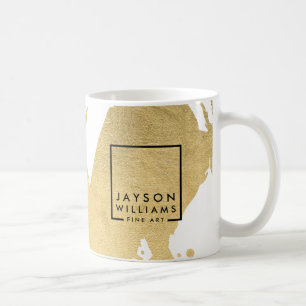 Modern Artist Abstrakt Faux Guld Brushstrokes Coff Kaffemugg