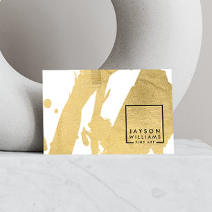 Modern Artist Abstrakt Faux Guld Brushstrokes Visitkort