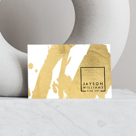 Modern Artist Abstrakt Faux Guld Brushstrokes Visitkort