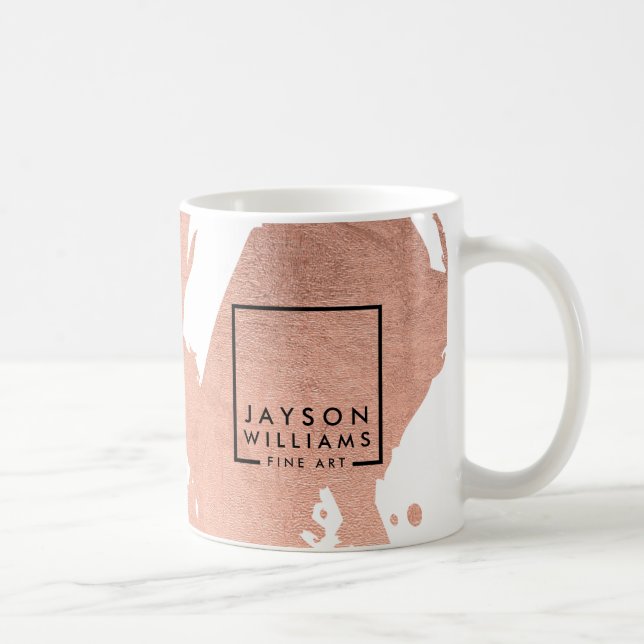 Modern Artist Abstrakt Faux Ro Guld Brushstrokes Kaffemugg (Höger)