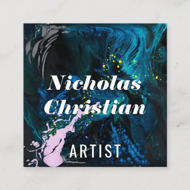 Modern Artist | Colorful | Paint Brushed  Fyrkantigt Visitkort (Framsida)