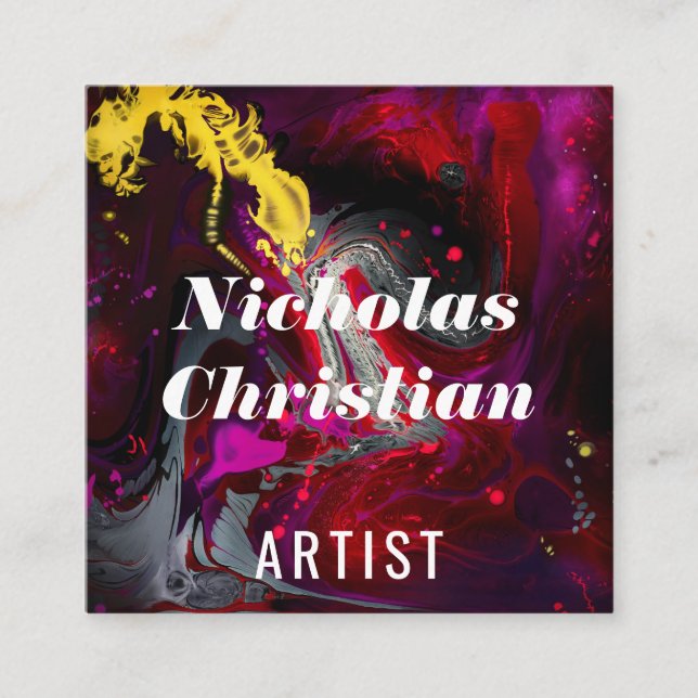 Modern Artist | Colorful | Paint Brushed  Fyrkantigt Visitkort (Framsida)