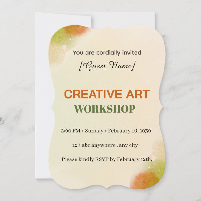 Modern Artistic Event Card | Creative Art Workshop Inbjudningar (Framsida)