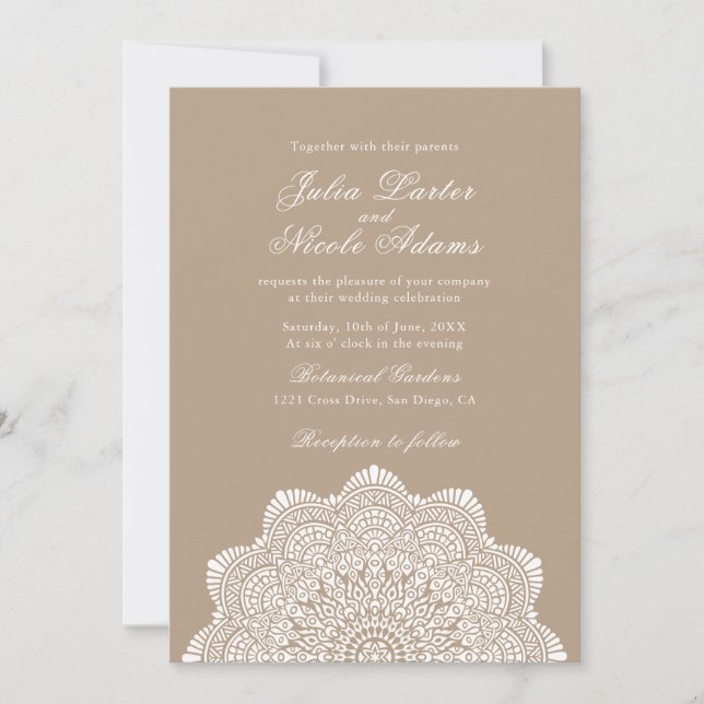 Modern Artistic Motif Style Mandala Wedding Inbjudningar (Framsida)