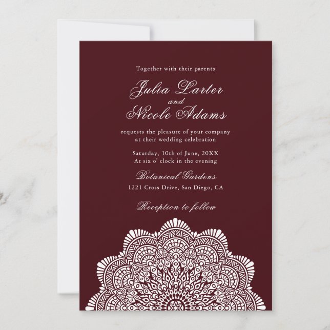 Modern Artistic Motif Style Mandala Wedding Inbjudningar (Framsida)