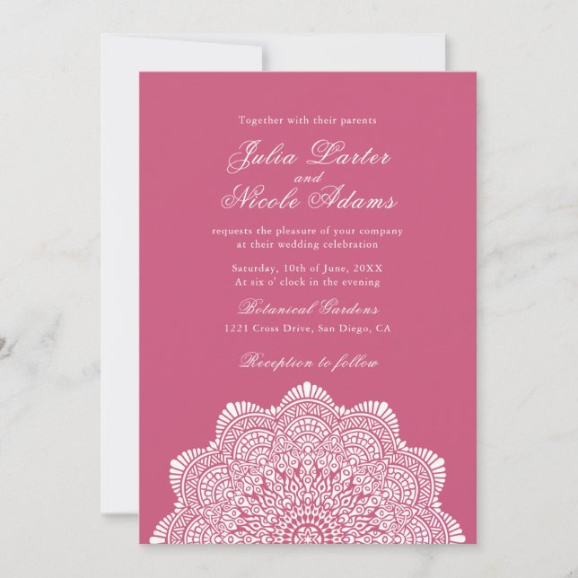 Modern Artistic Motif Style Mandala Wedding Inbjudningar (Framsida)