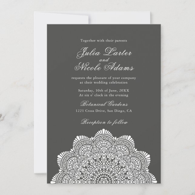 Modern Artistic Motif Style Mandala Wedding Inbjudningar (Framsida)
