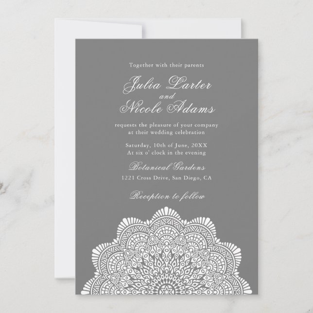 Modern Artistic Motif Style Mandala Wedding Inbjudningar (Framsida)