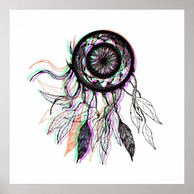 Modern Artistic Native American Dreamcatcher Poster (Framsidan)
