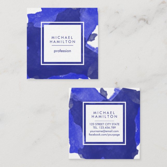 MODERN ARTISTISTISKA VATTENFÄRGEN STÄNK FYRKANTIGT VISITKORT (Fram/baksida)
