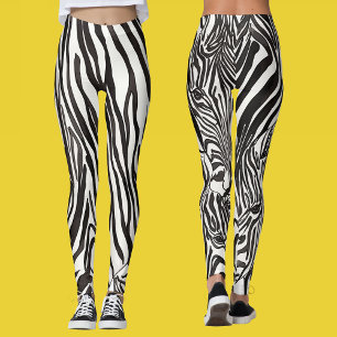 Modern Artsy Black and White Zebra ränder Leggings