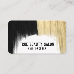 Modern Artsy Blonde Black Hair Dresser Visitkort