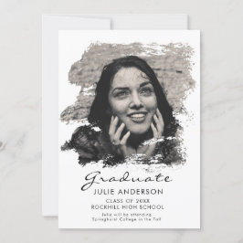 Modern Artsy Brush Stroke Grad Announcement Meddelande