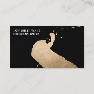 Modern Artsy Guld Black Beard Illustration Barber Visitkort
