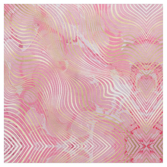 Modern Artsy Rosa Guld Curved Rand Marble Tyg (Närbild)