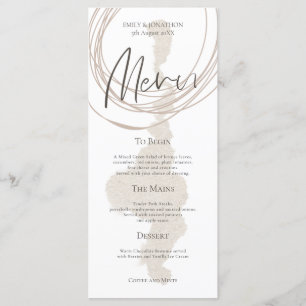 Modern Arty Circular Linjer Shape Beige Bröllop Meny