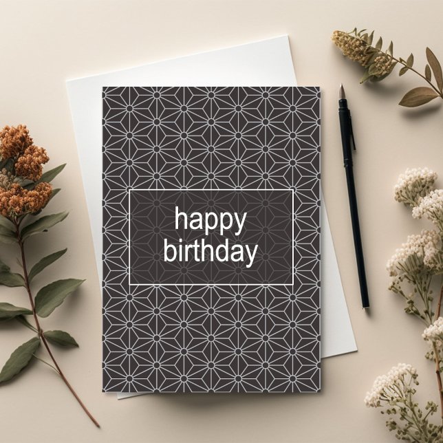 Modern Asanoha Geometrisk Mönster Födelsedagskort Kort (Modern Geometric Japanese Asanoha Pattern Birthday Card)
