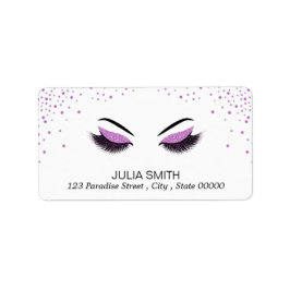 Modern aska med Lila Glitter Makeup-konstnär Adressetikett