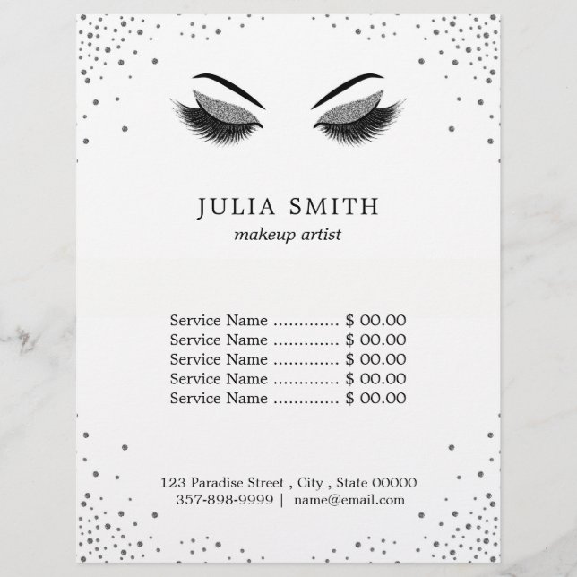 Modern aska med Silver Glitter Makeup-konstnär Reklamblad (Framsidan)