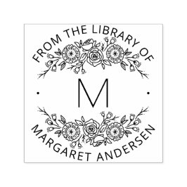 Modern askandi botaniskt andningsmonogram boknings självfärgande stämpel