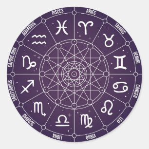Modern astrologi rullar zodiacgåvan runt klistermärke