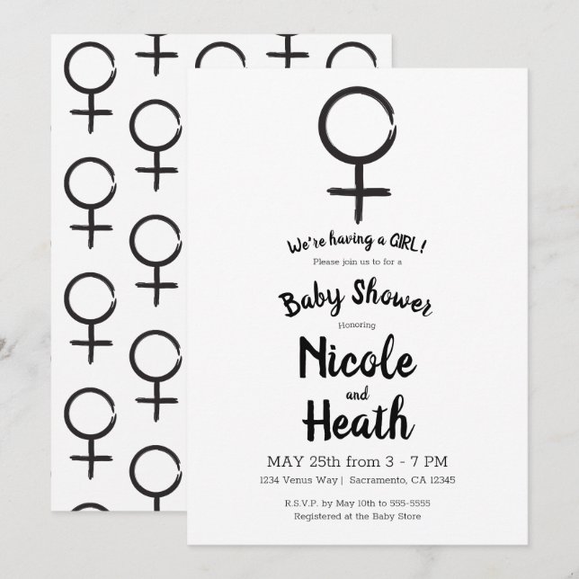 Modern Astrologi Venus Feminint Flicka Barnkalas Inbjudningar (Fram/baksida)
