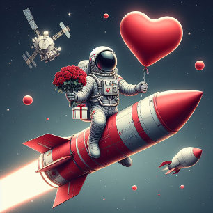 Modern Astronaut Valentine Julkort