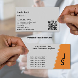 Modern asymmetrisk Initialer-Grått och svart, pers Visitkort