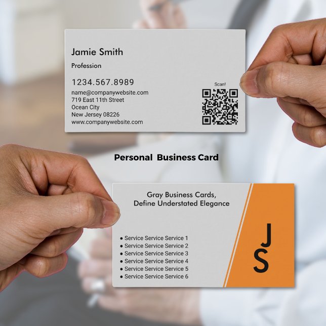 Modern asymmetrisk Initialer-Grått och svart, pers Visitkort (Modern Asymmetric Initials Gray & Black Personal Business Card)
