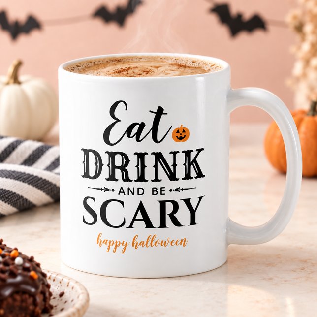 Modern Ät Drick och Var Skräckinjagande Glad Hallo Kaffemugg (Skapare uppladdad)