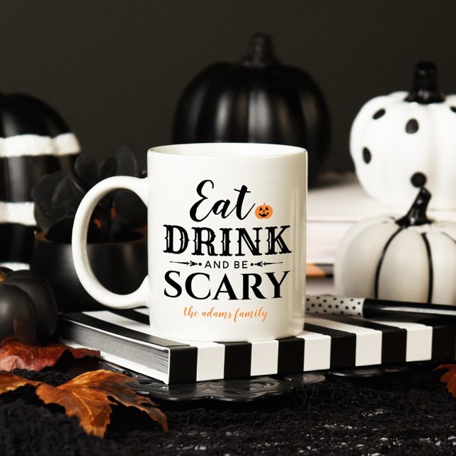 Modern Ät Drick och Var Skräckinjagande Glad Hallo Kaffemugg (Skapare uppladdad)