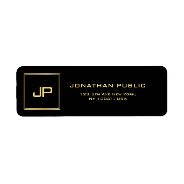 Modern återgång till elegant i Guld-texten Namn Returadress Etikett (Framsidan)